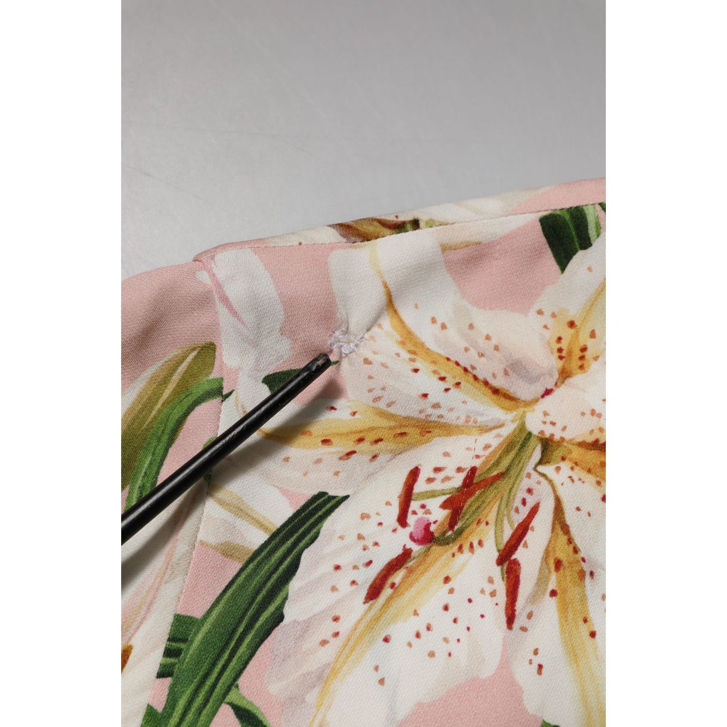 Dolce & Gabbana Pink Lily Printed Round Neck Blouse Top