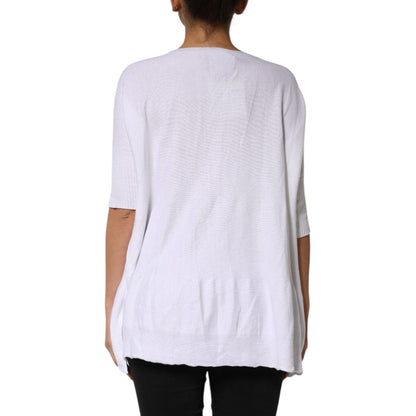 PINK MEMORIES White Cotton Short Sleeves Round Neck Blouse Top