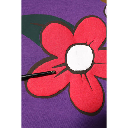 Dolce & Gabbana Purple Floral Print Cotton Long Sleeves Top