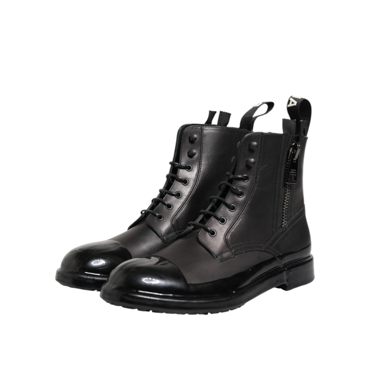 Dolce & Gabbana Brown Black Lace Up Mid Calf Men Boots Shoes