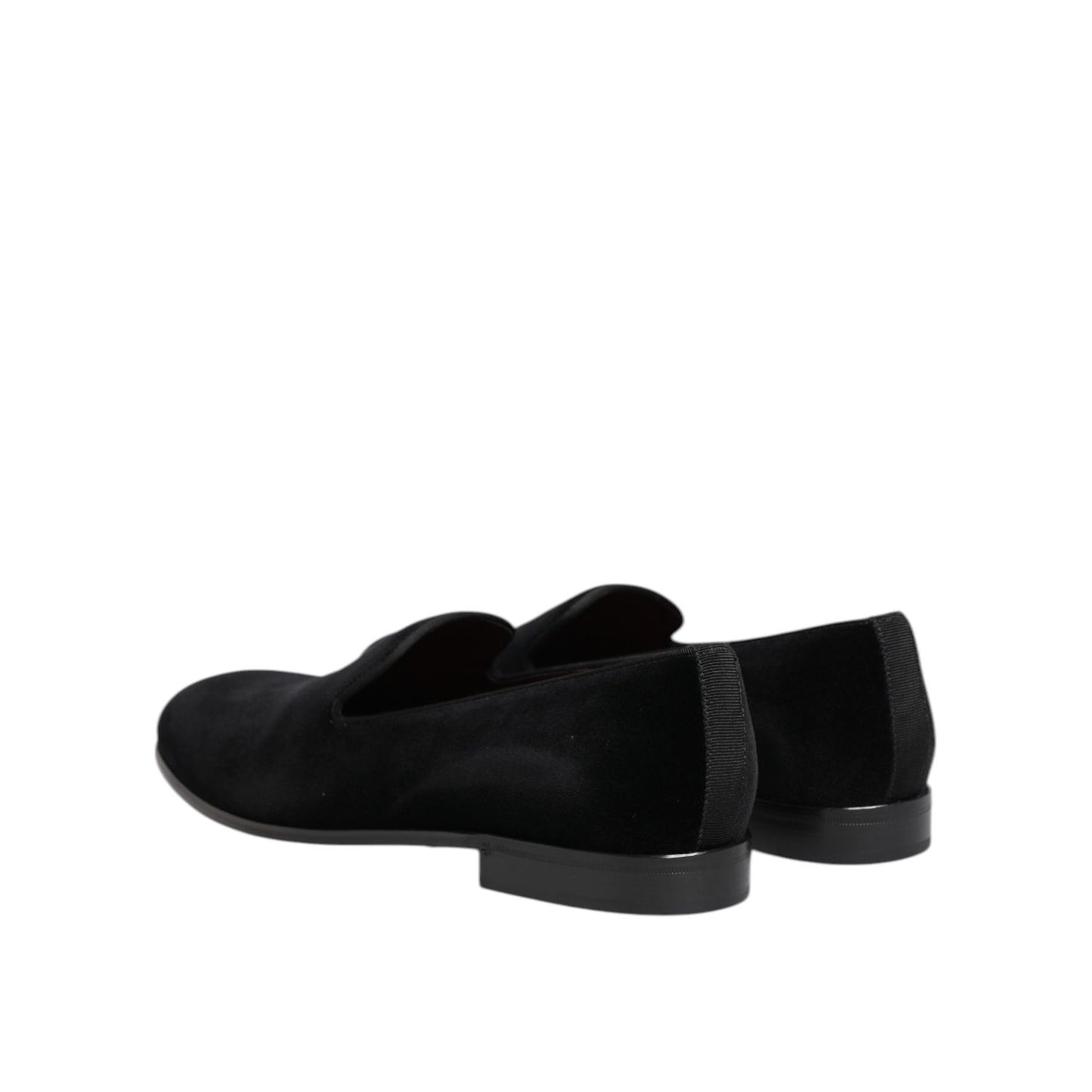 Dolce & Gabbana Black Velvet Slip On Loafers Men Formal Shoes