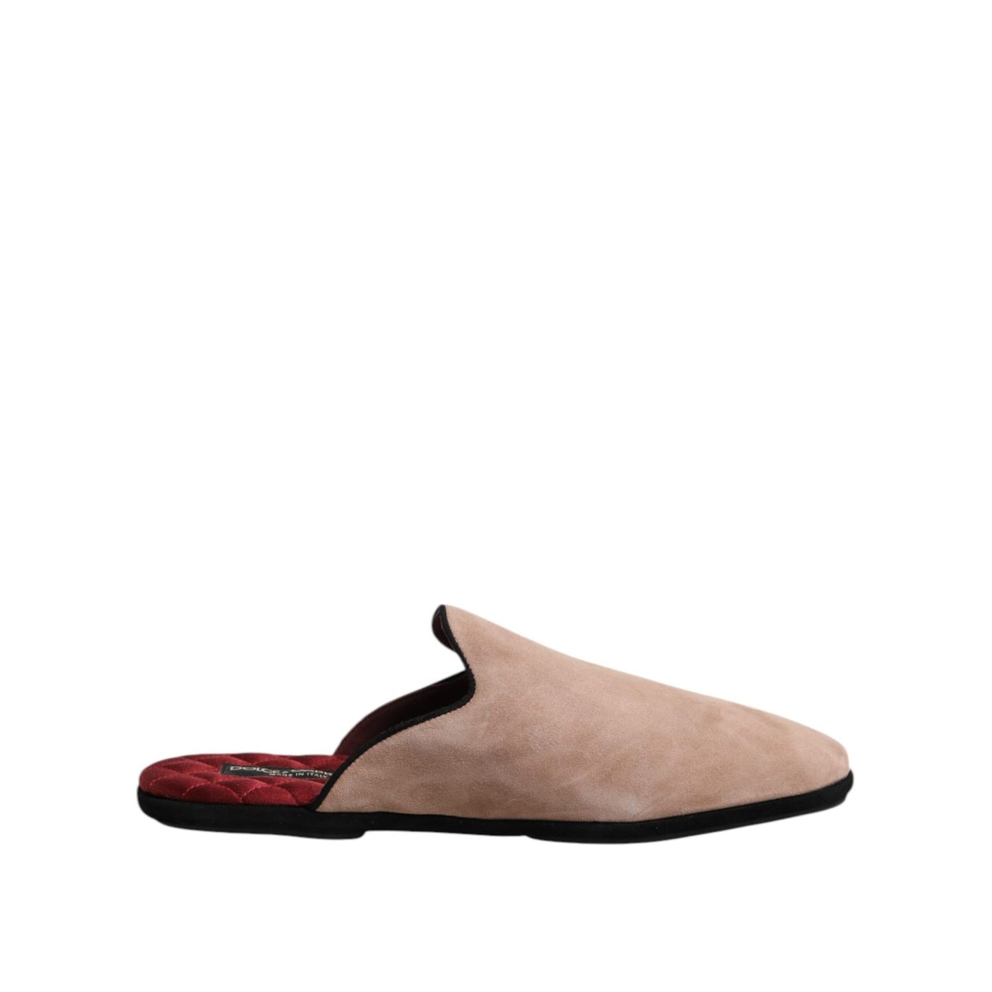 Dolce & Gabbana Beige Suede Leather Slides Flat Slipper Shoes