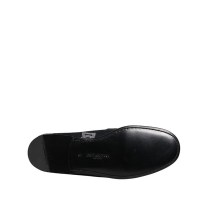 Dolce & Gabbana Blue Logo Cotton Loafers Formal Dress Shoes