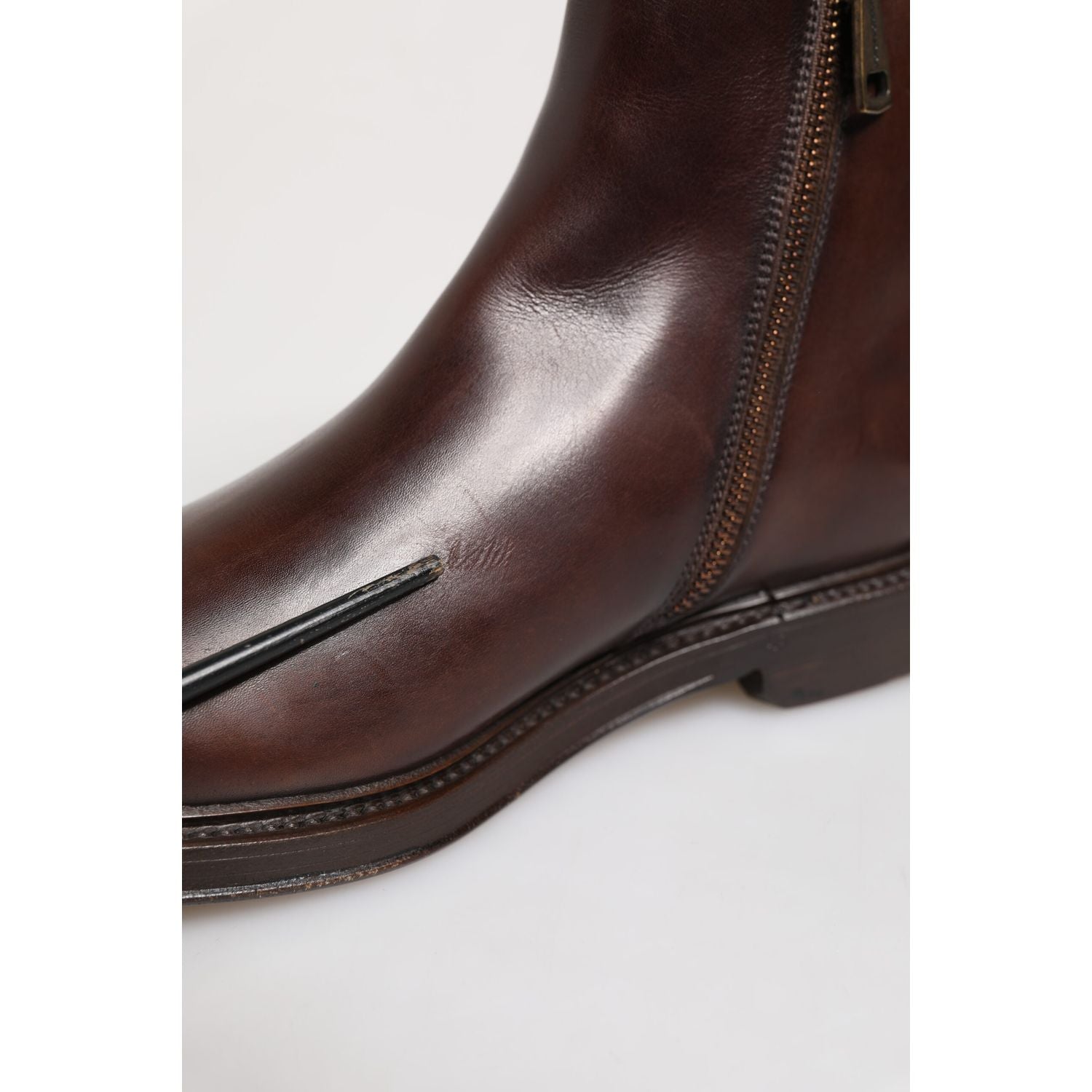 Dolce & Gabbana Brown Chelsea Leather Mid Calf Boots Shoes