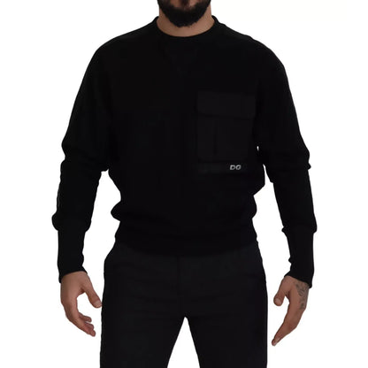 Dolce & Gabbana Black Cotton Crewneck Sweatshirt Sweater