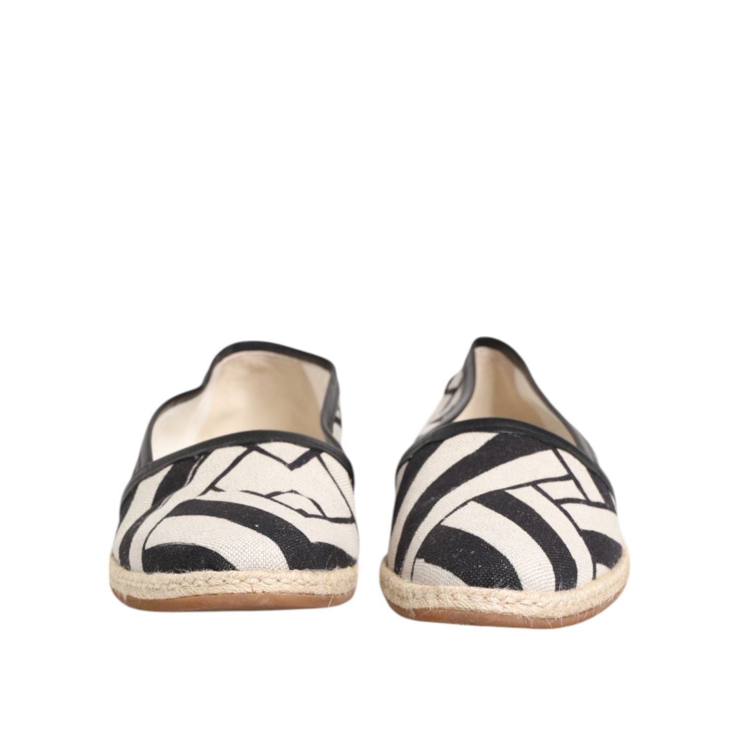 Dolce & Gabbana Black White Stripes Flat Espadrille Shoes