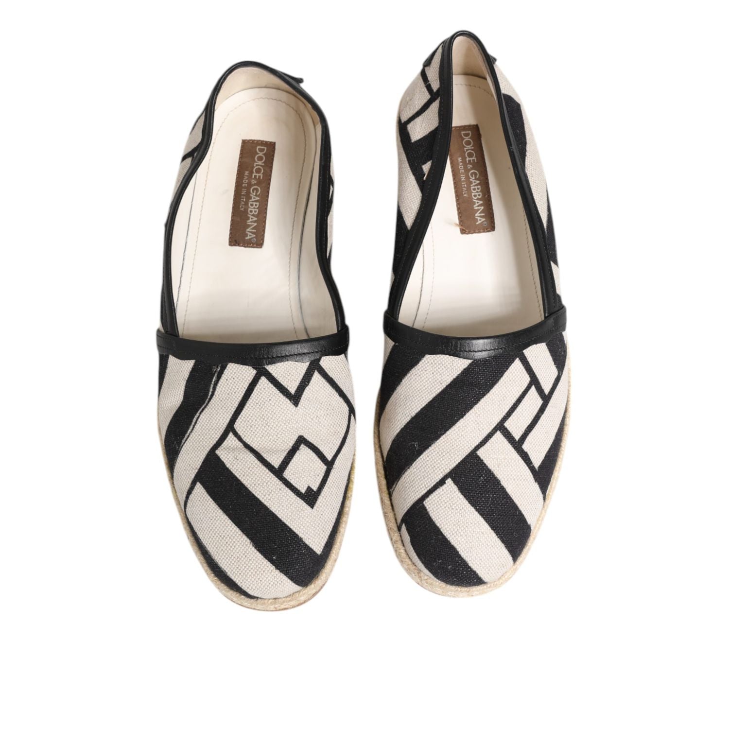 Dolce & Gabbana Black White Stripes Flat Espadrille Shoes