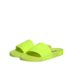 Dolce & Gabbana Green Rubber Slides Sandals Beachwear Shoes