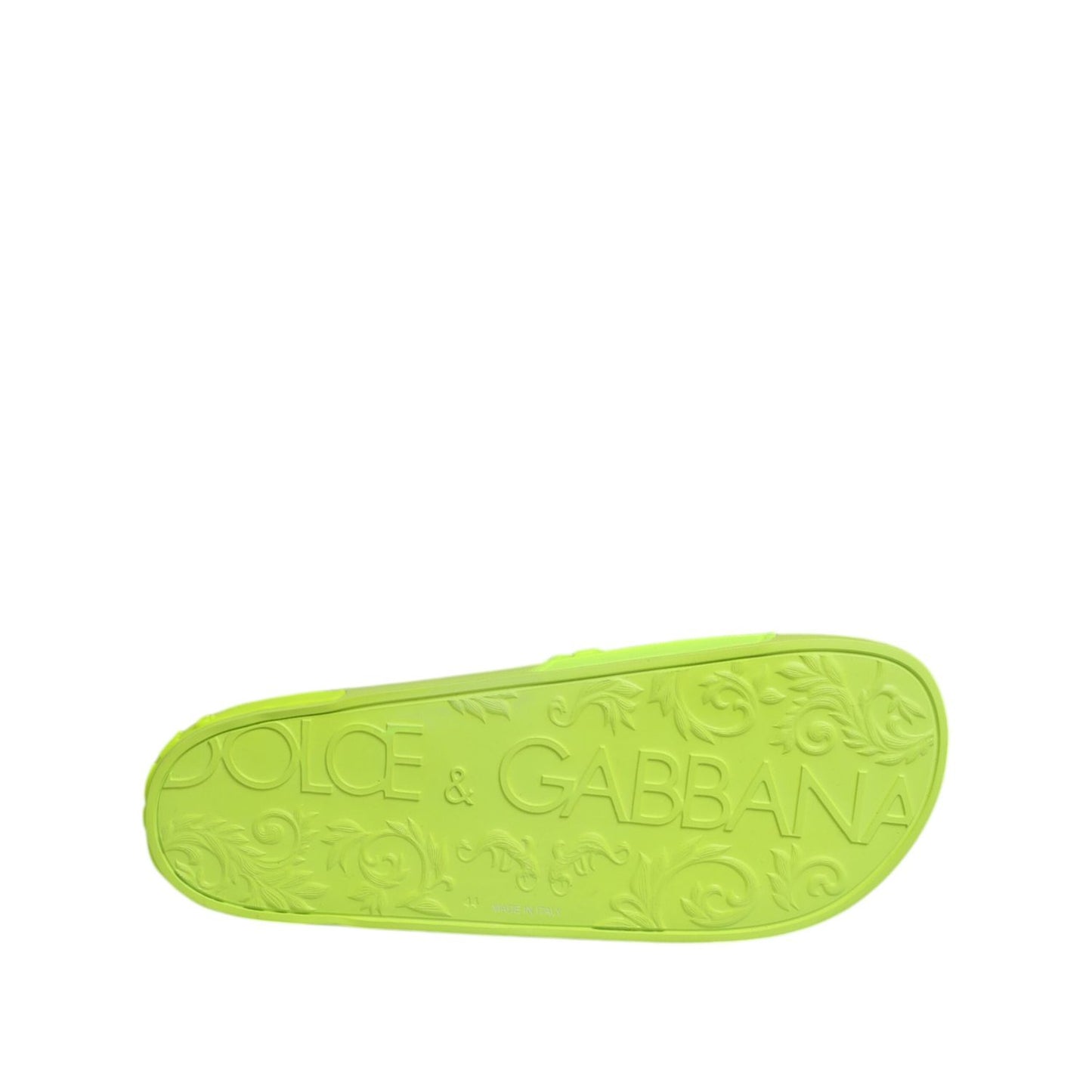 Dolce & Gabbana Green Rubber Slides Sandals Beachwear Shoes