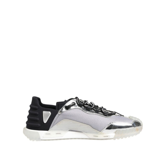 Dolce & Gabbana Silver Black Nylon NS1 Low Top Sneakers Shoes