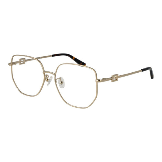 Guess Gold Metal Glasses (Frames) for women, full-rim square style with gold metal frame, demo lenses, size 55-16-145, temples 145mm.