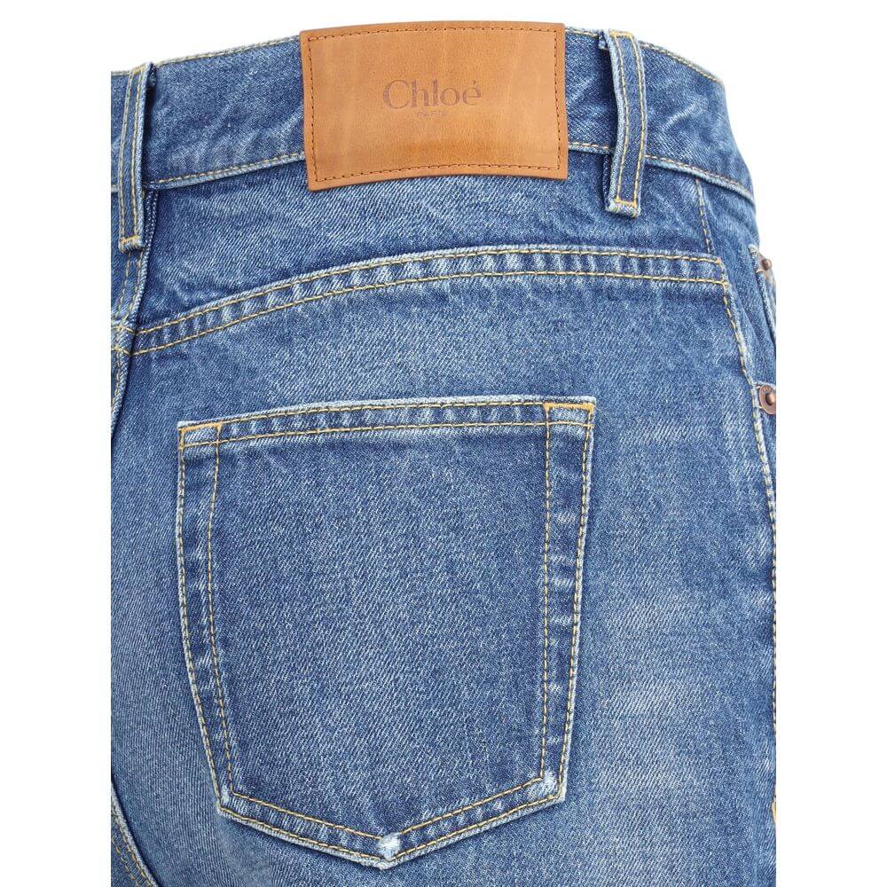 Chloé Blue Cotton Flared Jeans