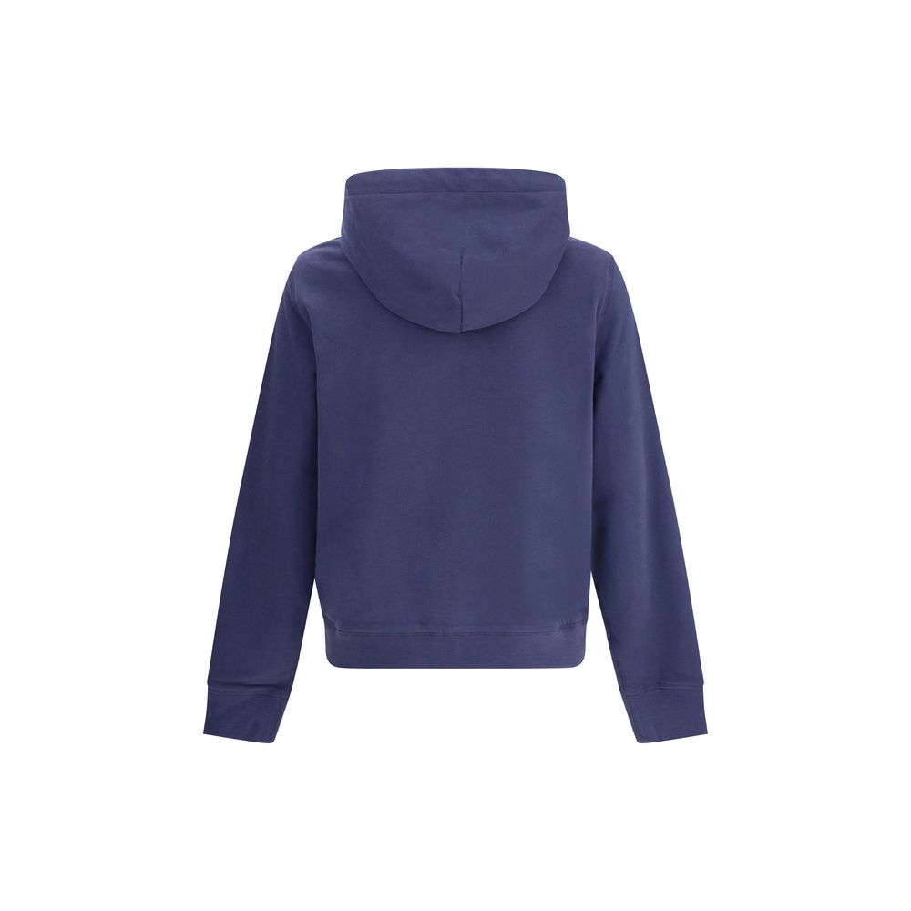 Back view of Moncler x Donald Glover Blue Cotton Sweatshirt with hood.