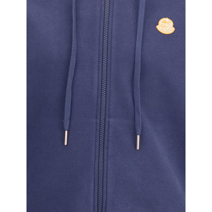 Front view of Moncler x Donald Glover Blue Cotton Sweatshirt with zip and logo detail.