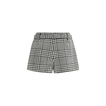 Self-Portrait Multicolor Polyester Short And Mini Shorts, houndstooth wool design, side zipper, removable belt, round buttons detail.