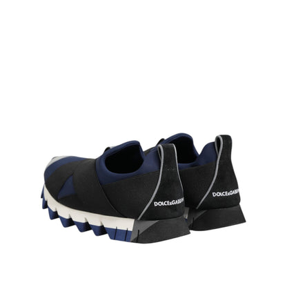 Dolce & Gabbana Blue Black Slip On Low Top Men Sneakers Shoes