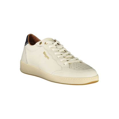 Blauer White Leather Men Sneaker