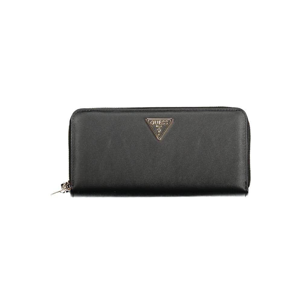 Guess Jeans Black Polyethylene Women Wallet with sleek design and logo emblem