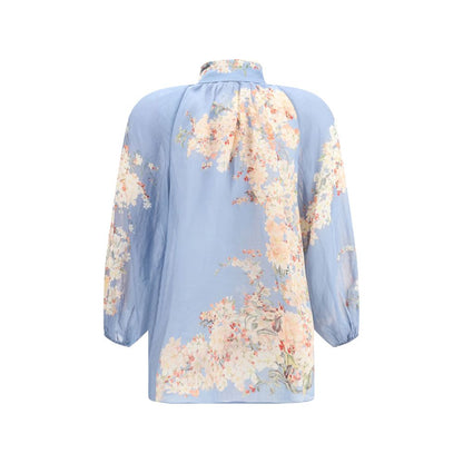 Zimmermann Light Blue Ramie Blouse