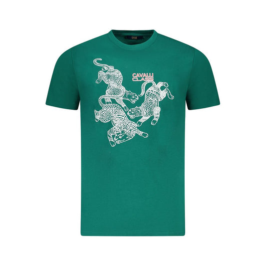 Cavalli Class Green Cotton T-Shirt CA-36664-L