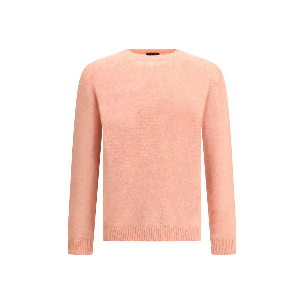 Roberto Collina Multicolor Merino Wool Sweatshirt in soft pastel pink with ribbed crew neck, hem, and cuffs, AW25 collection.