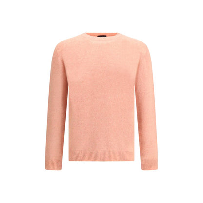 Roberto Collina Multicolor Merino Wool Sweatshirt in soft pastel pink with ribbed crew neck, hem, and cuffs, AW25 collection.