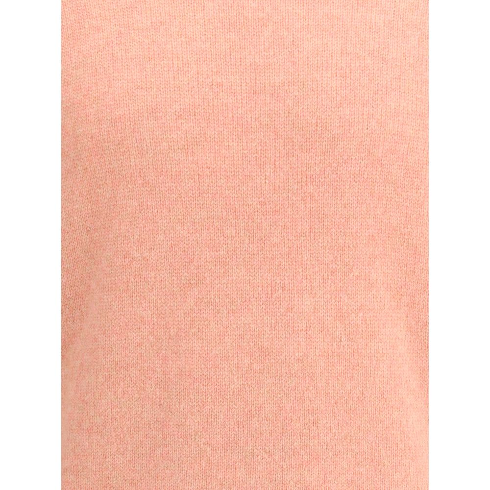 Texture of Roberto Collina Multicolor Merino Wool Sweatshirt, showcasing soft and breathable material in a warm peach hue.