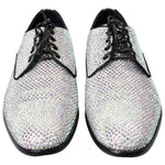 Dolce & Gabbana Silver Leather Rhinestones Derby Shoes MV5297-40