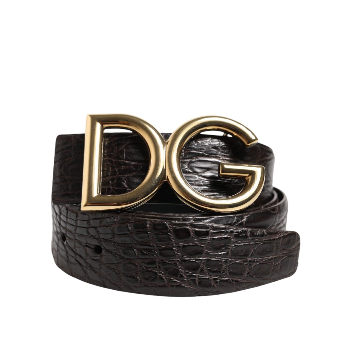 Dolce & Gabbana Black Exotic Leather DG Logo Buckle Belt