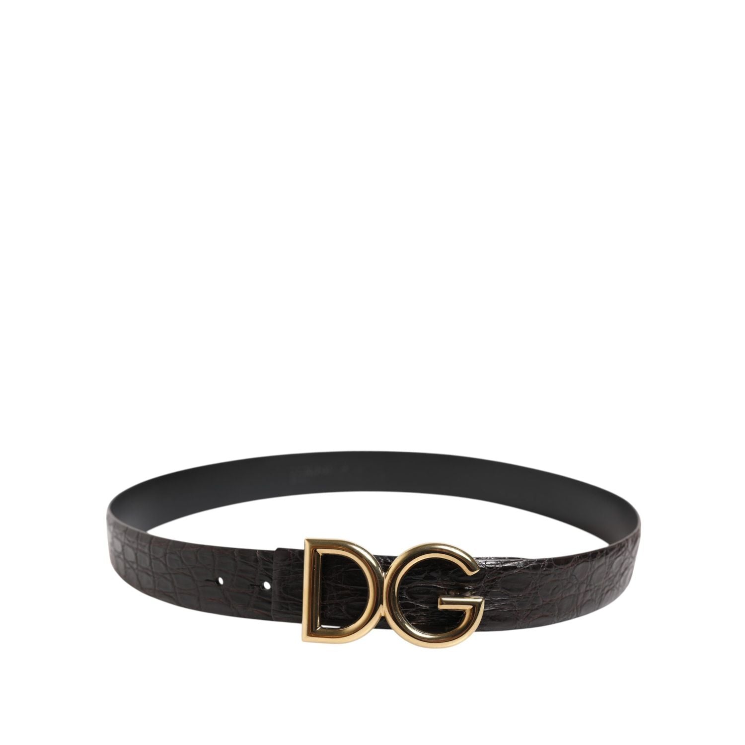 Dolce & Gabbana Black Exotic Leather DG Logo Buckle Belt