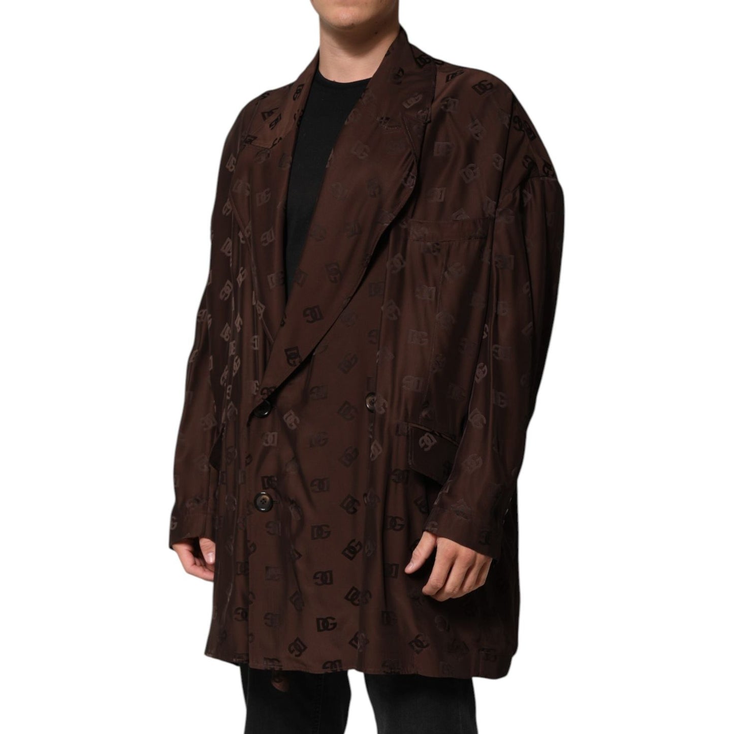 Dolce & Gabbana Brown Polyester Logo Monogram Coat Jacket JKT41514-50