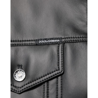Dolce & Gabbana Black Polyester Button Down Biker Jacket