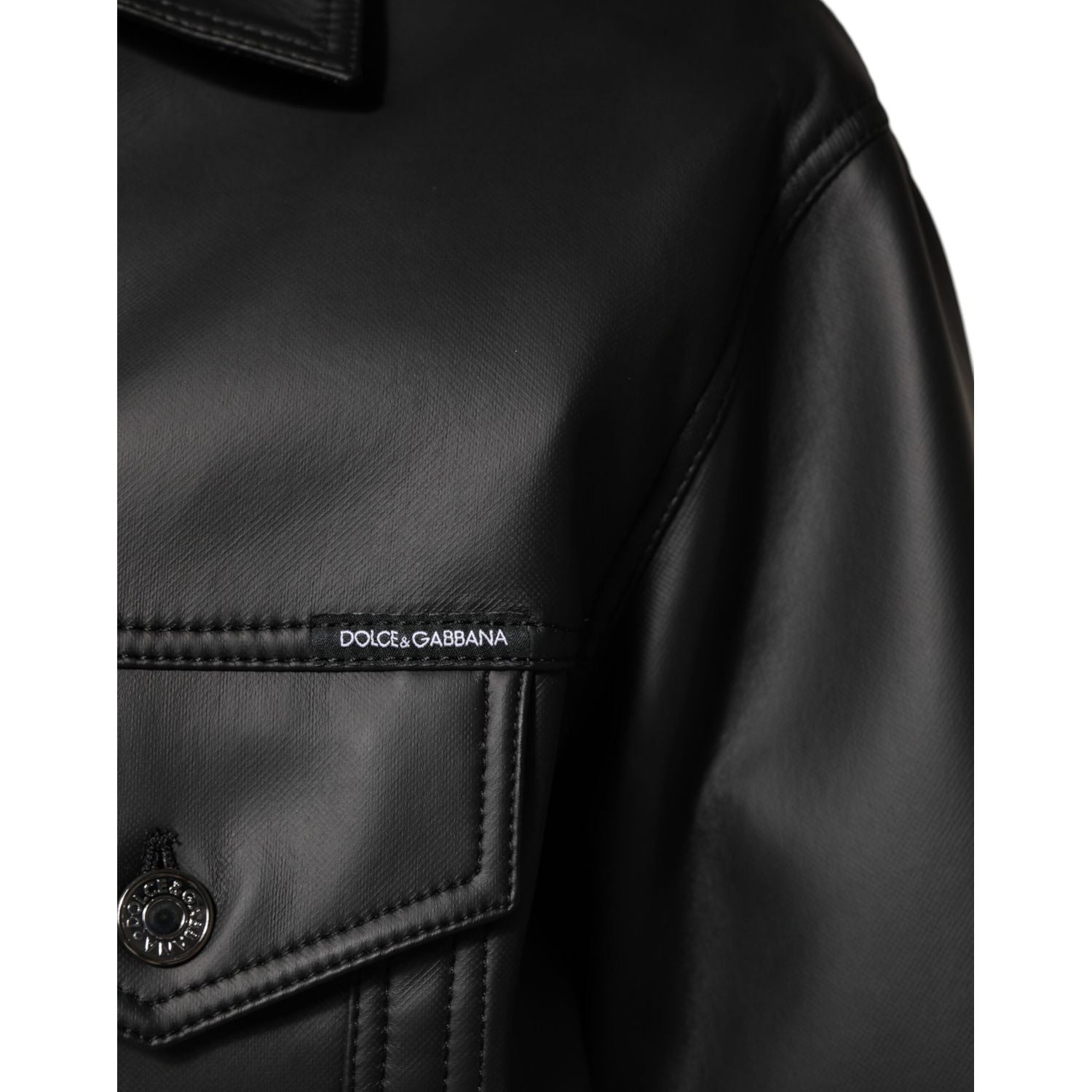 Dolce & Gabbana Black Polyester Button Down Biker Jacket