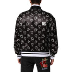 Dolce & Gabbana Black Polyester Heart Print Bomber Jacket