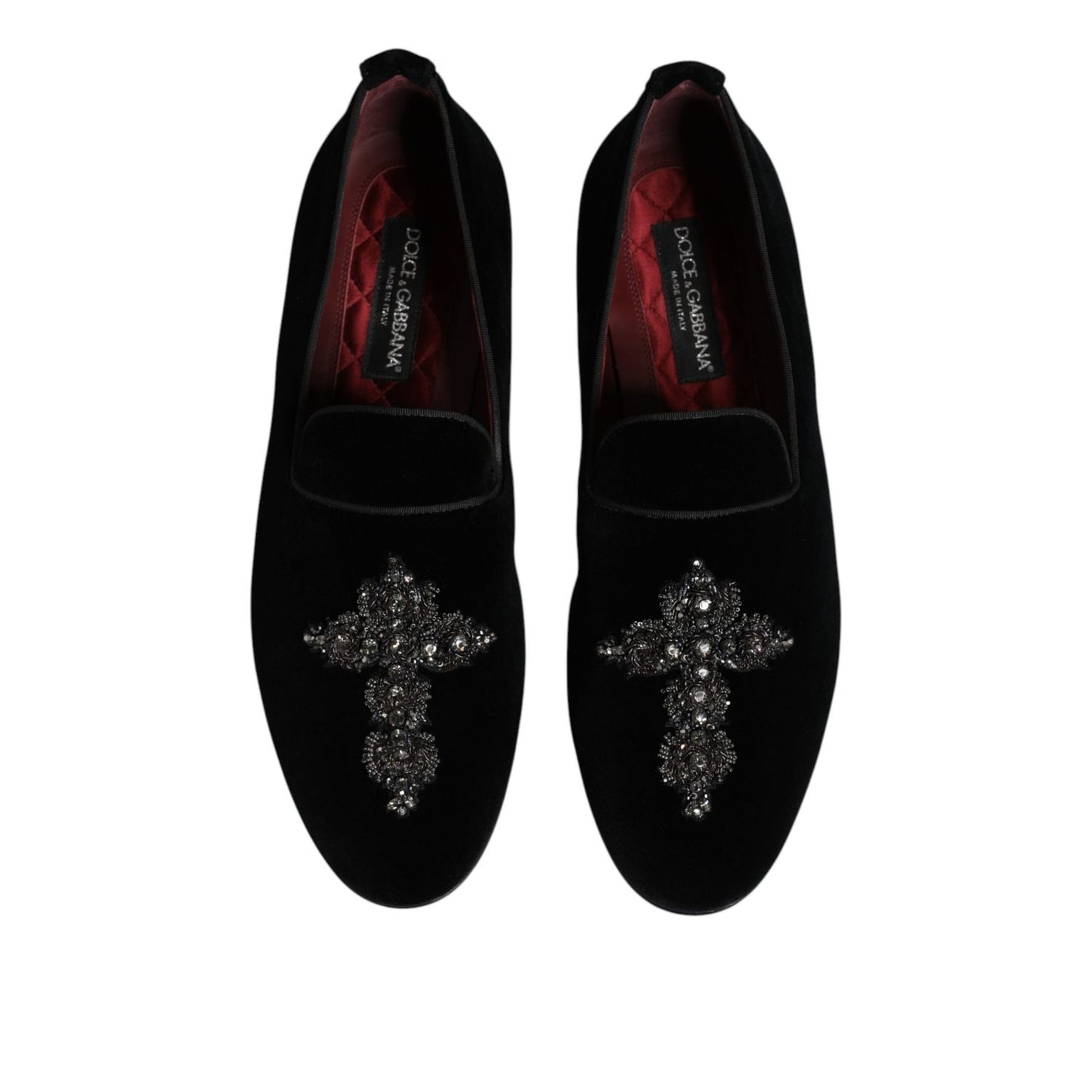 Dolce & Gabbana Black Suede Cross Slip On Loafers Dress Shoes