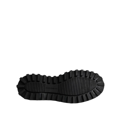 Dolce & Gabbana Black Leather Lace Up Trekking Dress Shoes