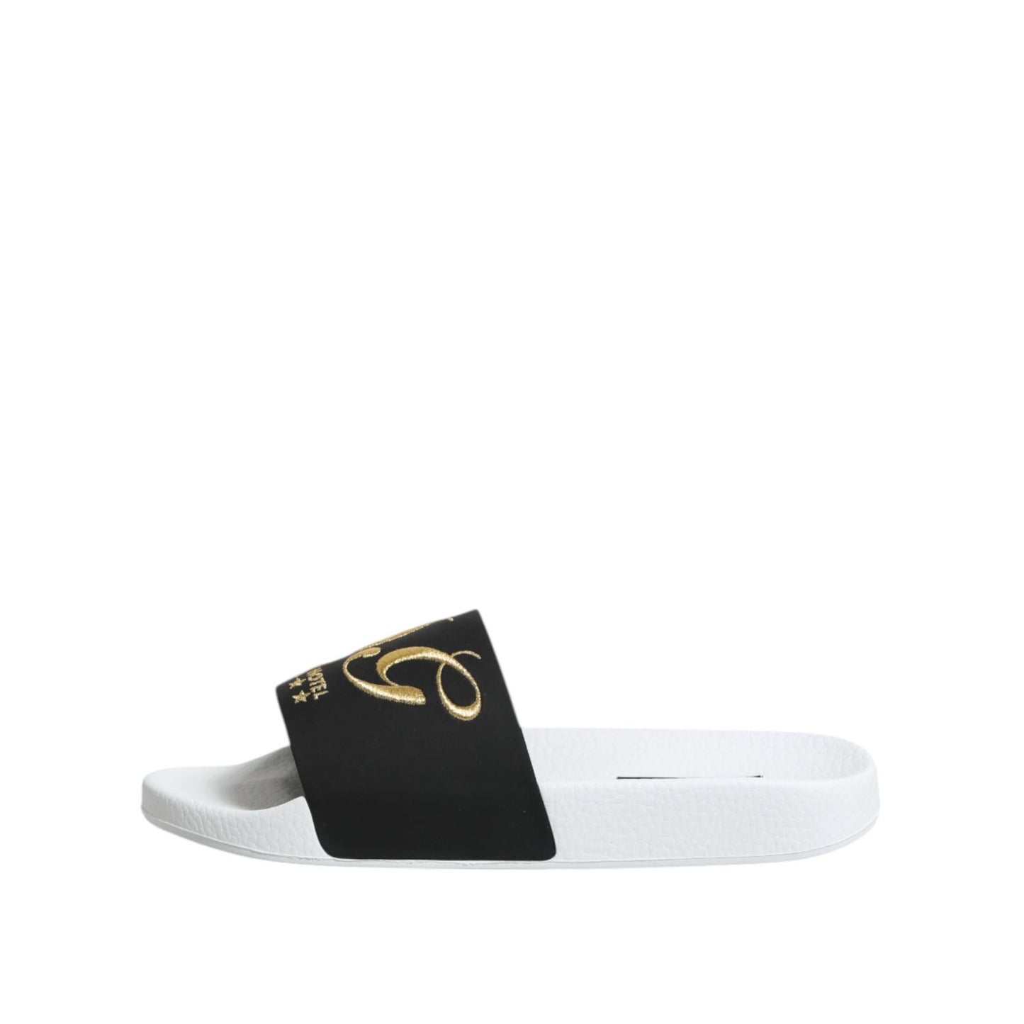 Dolce & Gabbana White Black Leather Sandals Beachwear Shoes