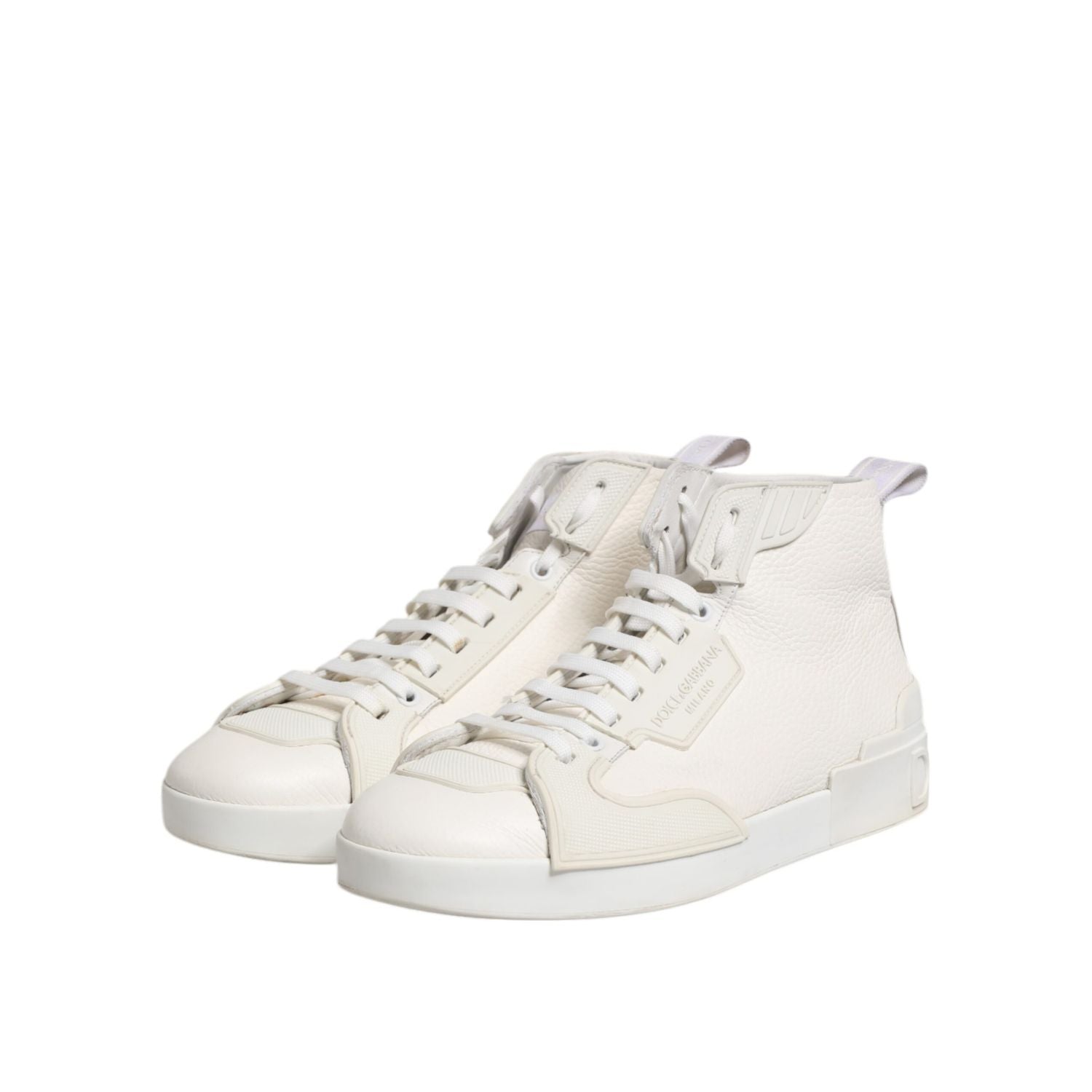 Dolce & Gabbana White Leather Mid Top Sneakers Shoes