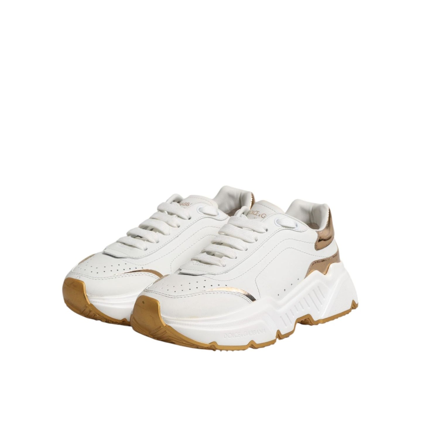 Dolce & Gabbana White Gold Daymaster Low Top Sneakers Shoes