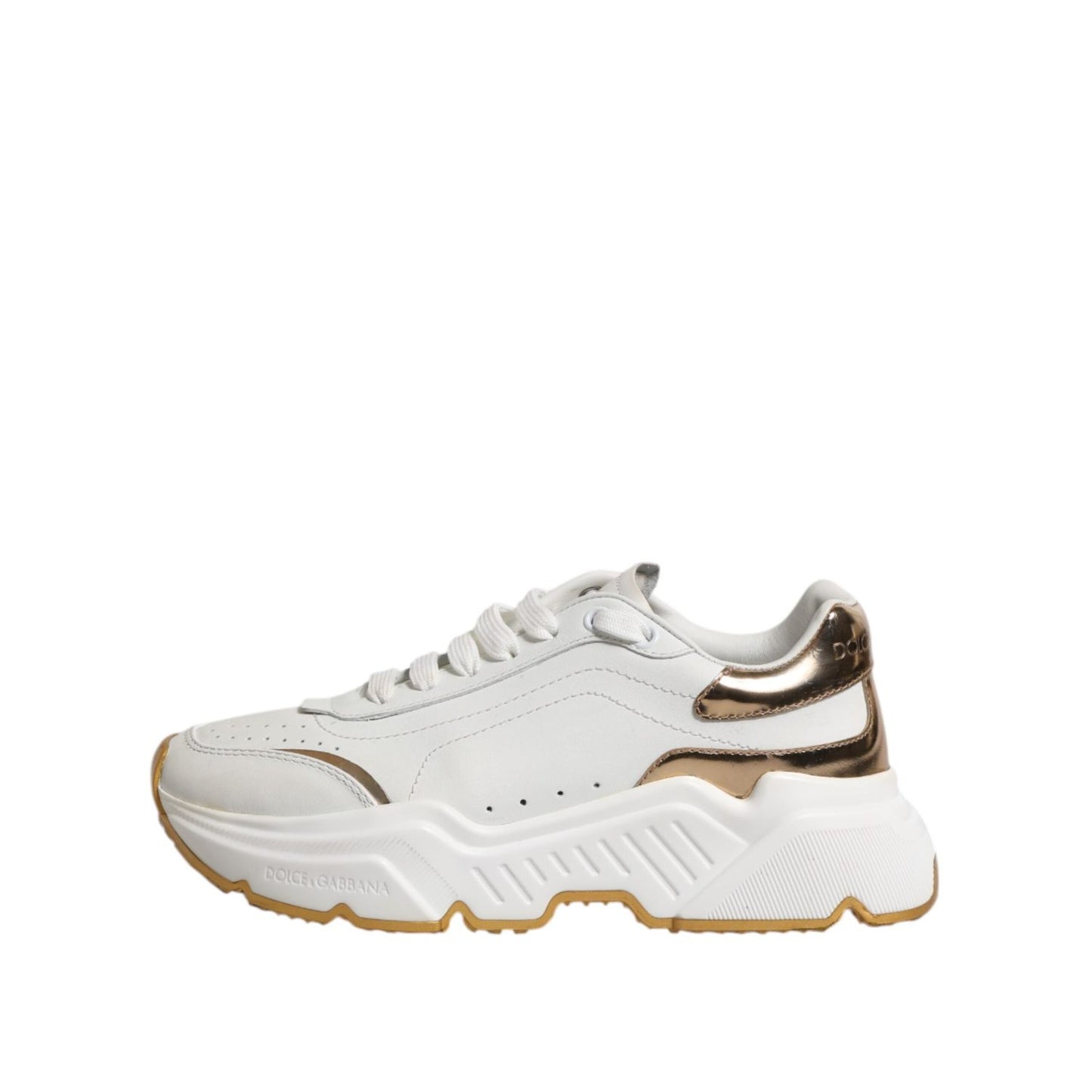Dolce & Gabbana White Gold Daymaster Low Top Sneakers Shoes
