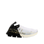 Dolce & Gabbana White Black Low Top Sorrento Sneakers Shoes LA12681-37.5