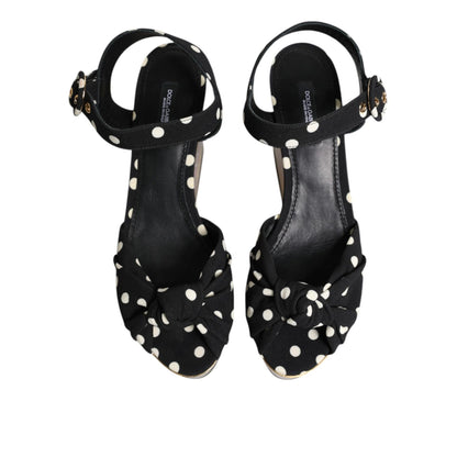 Dolce & Gabbana Multicolor Fish Polka Dot Wedge Sandals Shoes