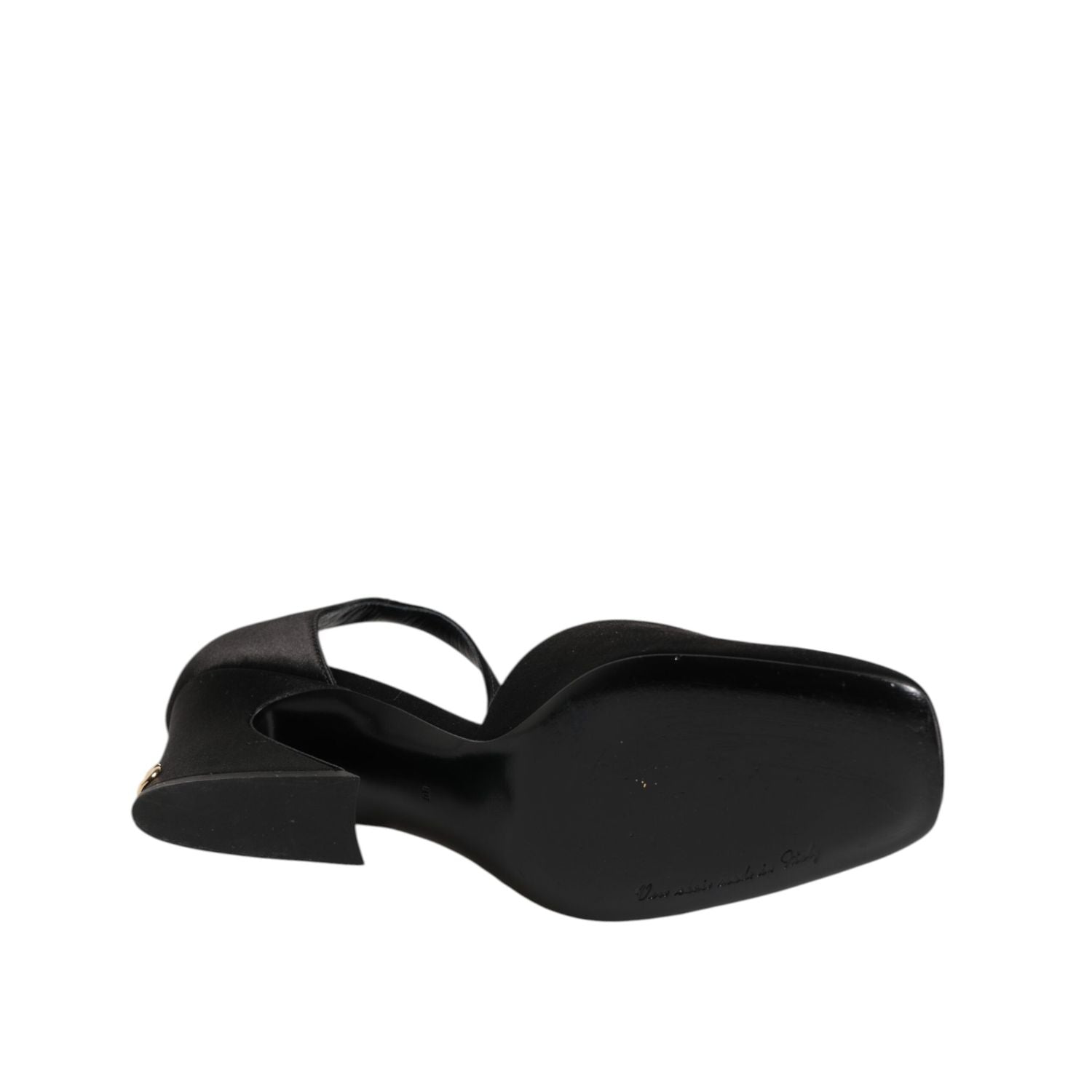 Dolce & Gabbana Black Leather Logo Ankle Strap Sandals Shoes
