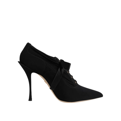 Dolce & Gabbana Black Lace Up Stiletto Heels Pumps Shoes