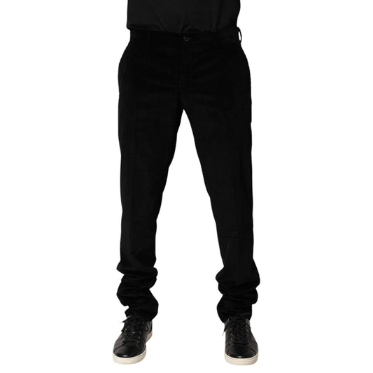 Dolce & Gabbana Black Cotton Men Dress Formal Trouser Pants