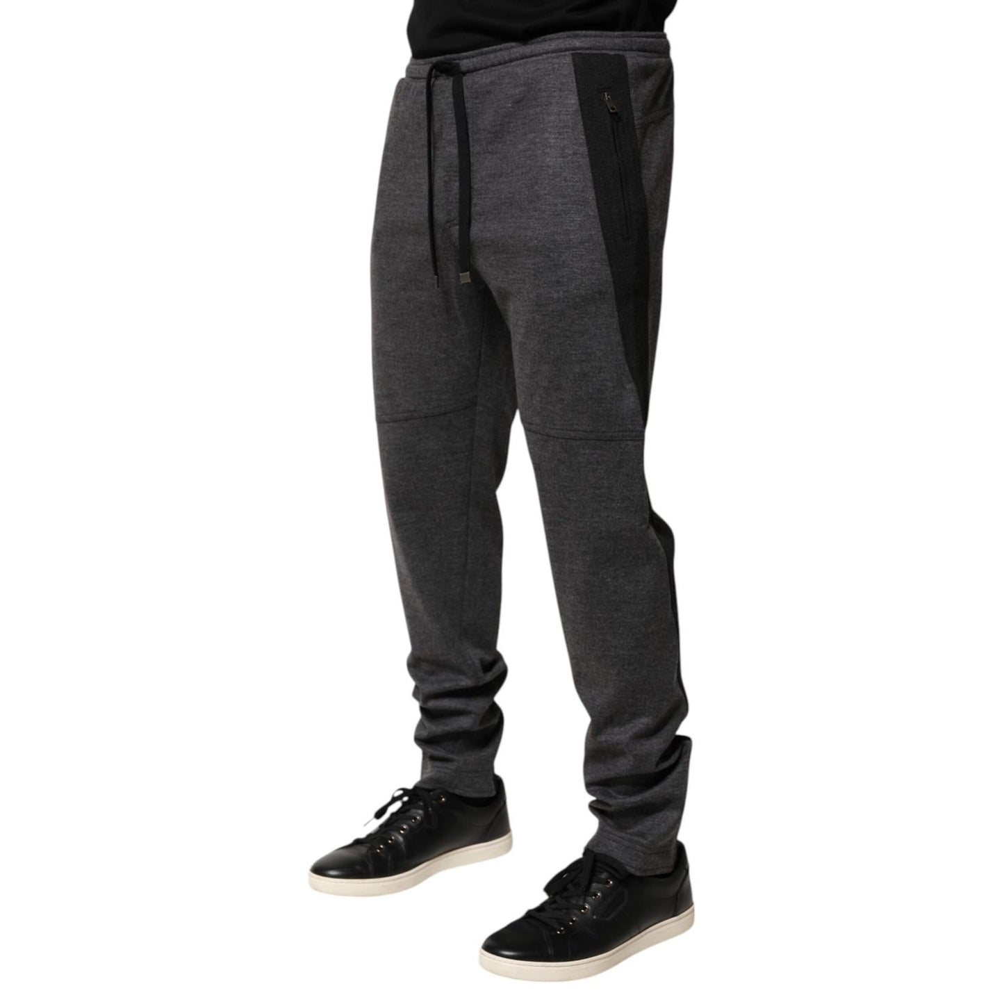 Dolce & Gabbana Gray Black Wool Blend Jogger Sweatpants Pants