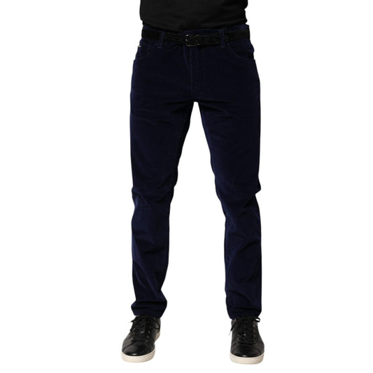 Dolce & Gabbana Navy Blue Cotton Tapered Formal Trouser Pants PAN76646 -54