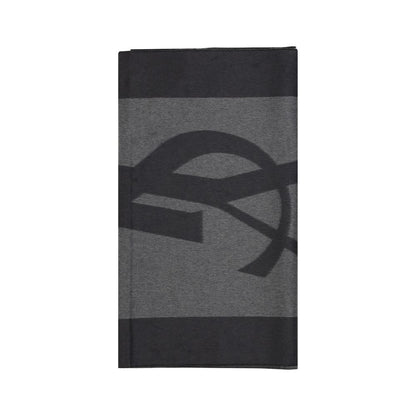 Saint Laurent Gray Silk Scarf with YSL logo and frayed hems, 50 x 215 cm, made in Italy, perfect for elegant styling.