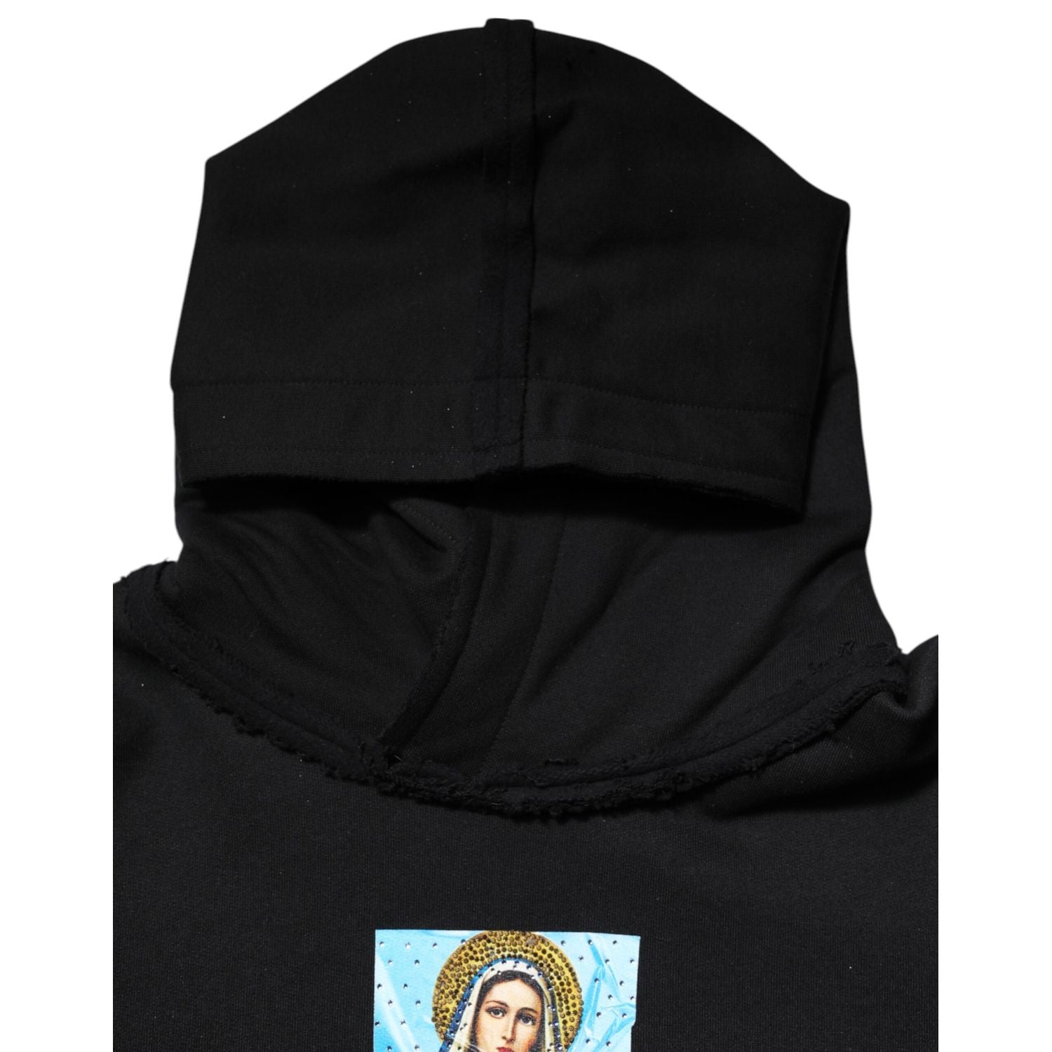 Dolce & Gabbana Black Printed Hoodie Crystal Embellished Jacket