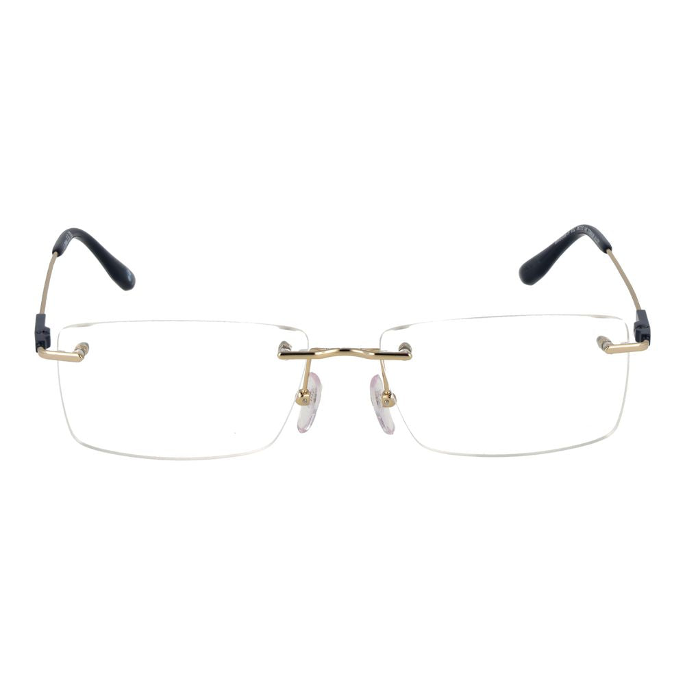 BMW Gold Men Glasses Frame in rimless rectangle style with titanium material and demo lenses.
